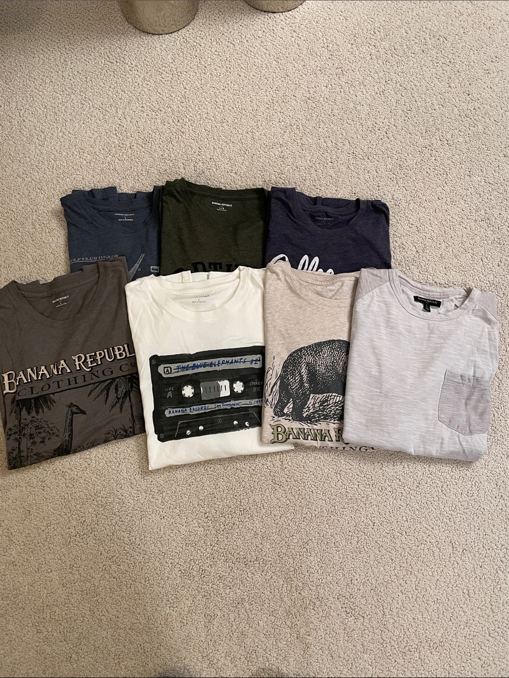 Banana Republic Factory Men's Mixed Neutral Graphic & Pocket Tee Bundle